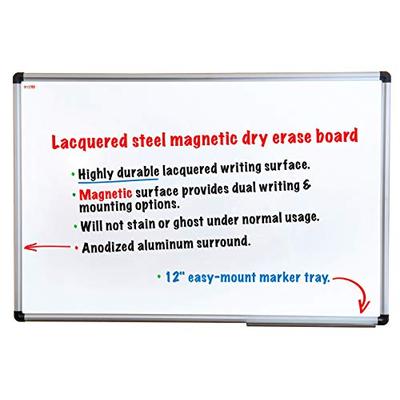 Viztex, Premium Lacquered Steel Magnetic Dry Erase Board with Aluminium Frame, Size 24" x 18" (FCVLM