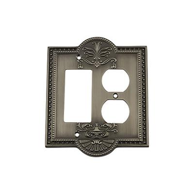 Nostalgic Warehouse 719792 Meadows Switch Plate with Rocker and Outlet Antique Pewter
