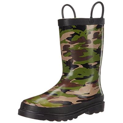 Western Chief Boys Waterproof Printed Rain Boot with Easy Pull On Handles, Camo, 11 M US Little Kid