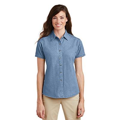 Port & Company Women's Short Sleeve Value Denim Shirt XL Faded Blue