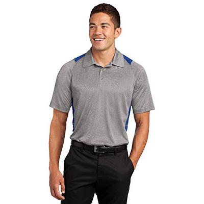 Sport-Tek Men's Heather Colorblock Contender Polo M Vintage Heather/ True Royal