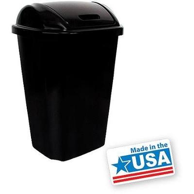 Heftys Swing-Lid 13.5-Gallon Trash Can, Black (1)