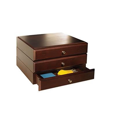 Bindertek Stacking Wood Desk Organizers with 3 Supply Drawer Kit, Mahogany (WK3-MA)