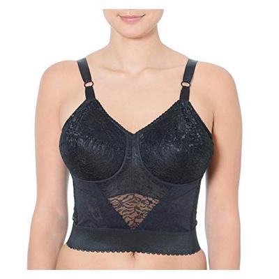 Rago Style 2202 - Long Line Firm Shaping Expandable Cup Bra, 46d Black