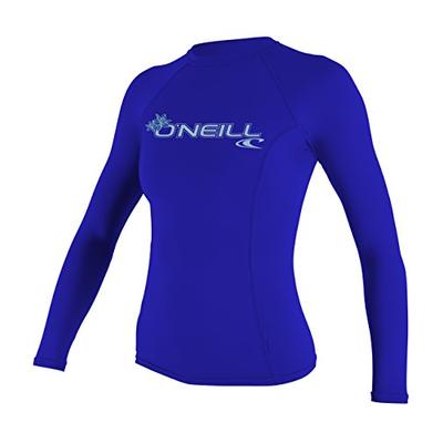 O'Neill UV Sun Protection Womens Basic Skins Long Sleeve Crew Sun Shirt Rash Guard, Tahitian Blue, X