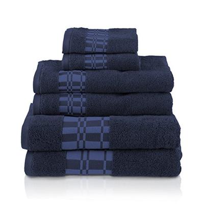Superior Decorative Larissa 6-Piece Cotton Bathroom Towel Set, Navy Blue