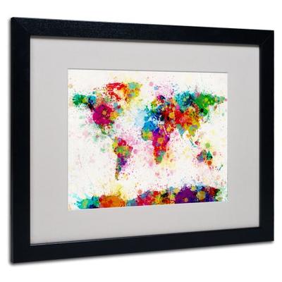 World Map Paint Artwork by Michael Tompsett in Black Frame, 16 by 20-Inch