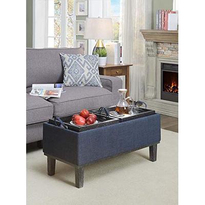 Convenience Concepts 143900FBE Designs4Comfort Brentwood Storage Ottoman, Blue Fabric