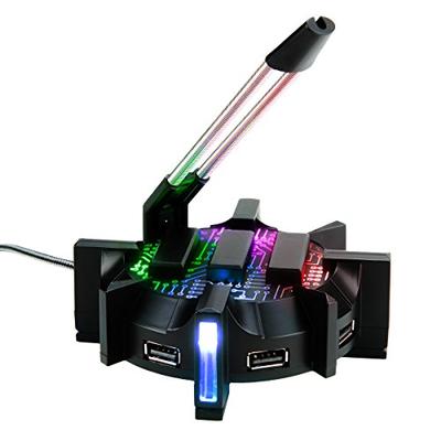 ENHANCE Pro Gaming Mouse Bungee Cable Holder with 4 Port USB Hub - 7 LED Color Modes with RGB Lighti