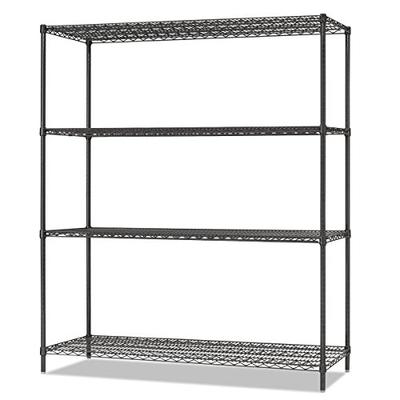 Alera ALESW206018BA All-Purpose Wire Shelving Starter Kit, 4-Shelf, 60 x 18 x 72, Black Anthracite+