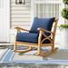 Birch Lane™ Brunswick Outdoor Teak Rocking Chair w/ Cushions, Wood in Pink/Blue/White | 33.5 H x 28.25 W x 37.5 D in | Wayfair