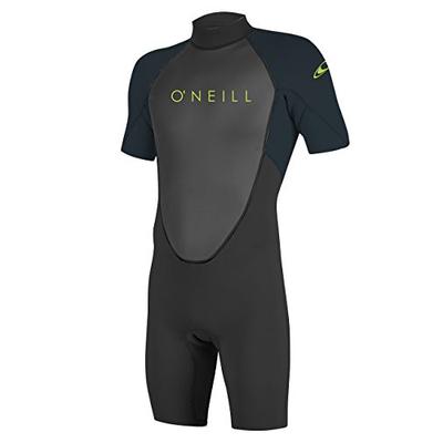 O'Neill Youth Reactor-2 2mm Back Zip Short Sleeve Spring Wetsuit, Black/Slate, 8