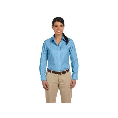 Harriton Ladies Long Sleeve Oxford w/Stain Release - Light Blue M600W M