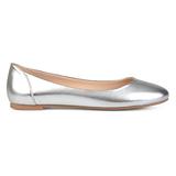 Brinley Co. Womens Comfort Sole Faux Leather Round Toe Flats Silver, 6 Regular US screenshot. Shoes directory of Clothing & Accessories.