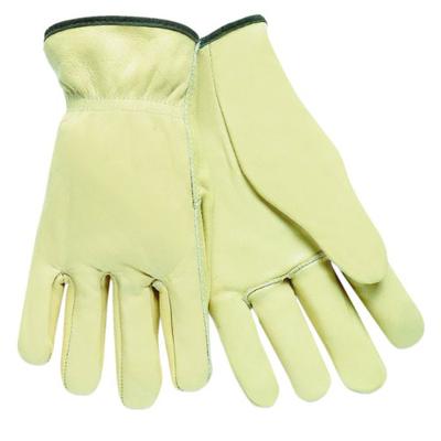 MCR Safety 3201XS Select Grade Unlined Grain Leather Driver Men's Gloves with Straight Thumb, Cream,