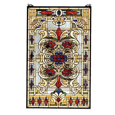 Meyda Tiffany 71268 Estate Floral Stained Glass Window, 22" W x 35" H