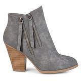 Brinley Co. Womens Faux Suede Stacked Wood Heel Double Zipper Booties Grey, 12 Regular US screenshot. Shoes directory of Clothing & Accessories.