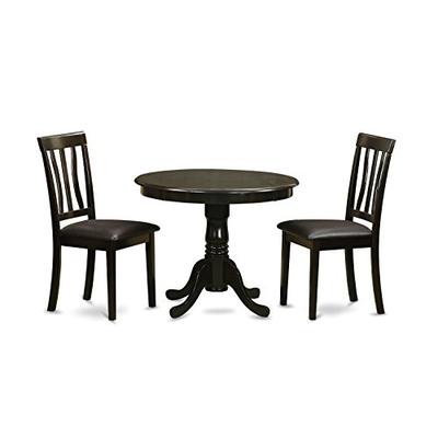 East West Furniture ANTI3-CAP-LC 3-Piece Kitchen Table and Chairs Set, Cappuccino Finish