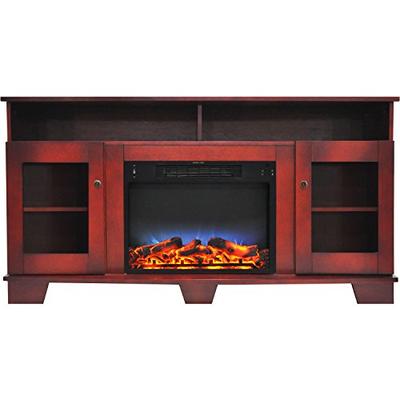 Cambridge CAM6022-1CHRLED Savona 59 In. Electric Fireplace in Cherry with Entertainment Stand and Mu