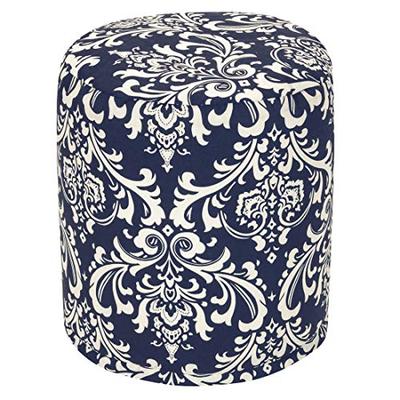 Majestic Home Goods Navy Blue French Quarter Indoor/Outdoor Bean Bag Ottoman Pouf 16" L x 16" W x 17