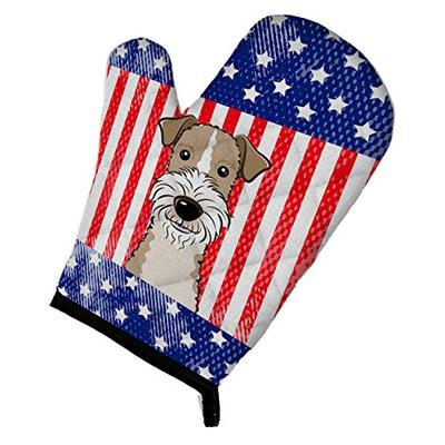 Caroline's Treasures BB2177OVMT American Flag and Wire Haired Fox Terrier Oven Mitt, Large, multicol