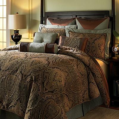 Hampton Hill Canovia Springs Queen Size Bed Comforter Duvet 2-In-1 Set Bed In A Bag - Teal, Brown ,