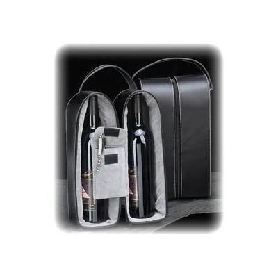 Bey-Berk Leather Wine Bottle Carrier Caddy Travel Tote Bag & Tool Set,Black